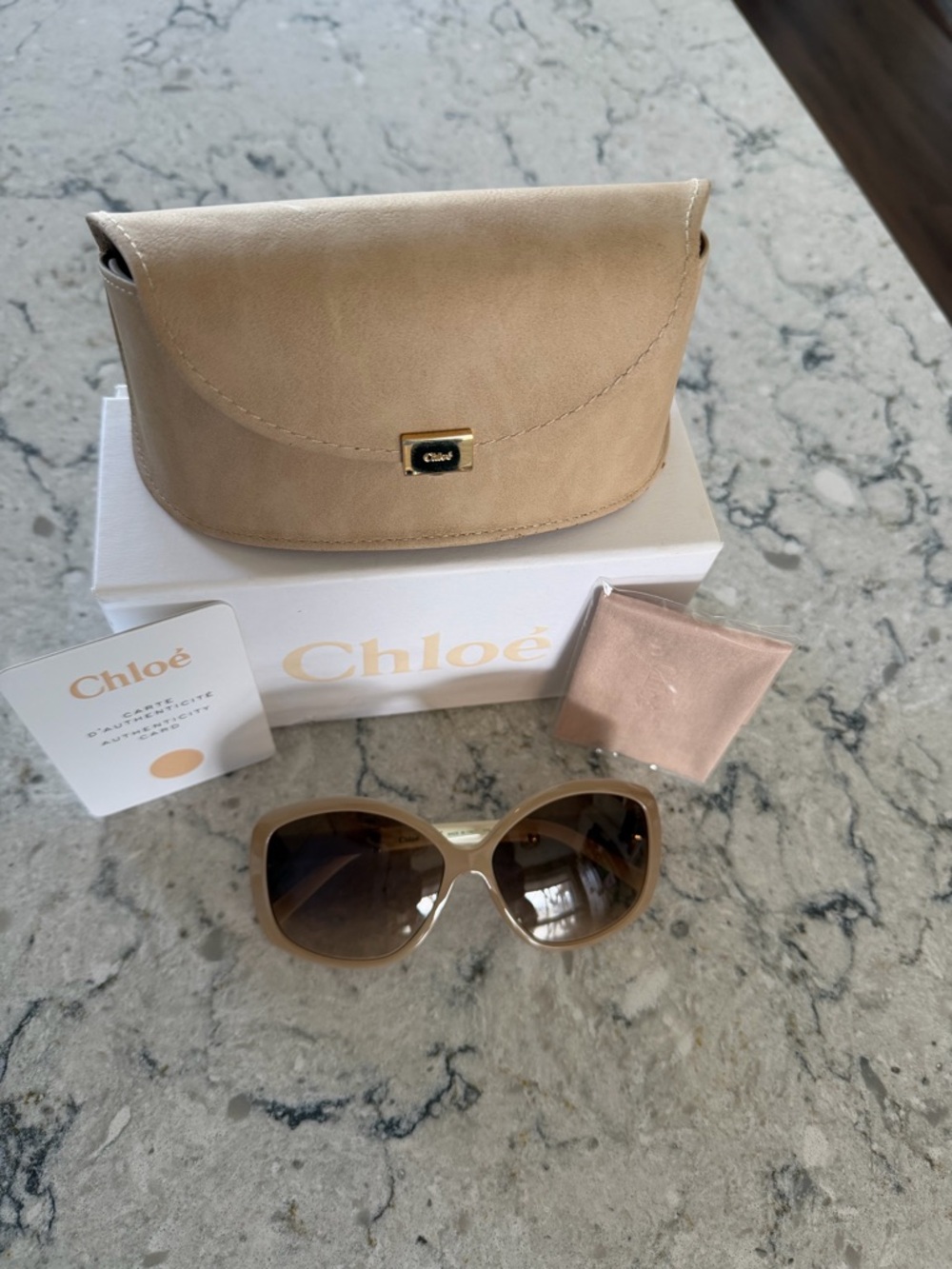 Chloe brand Beige Sunglasses with Matching Case
